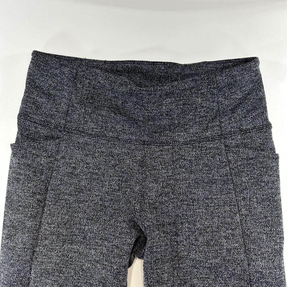 Athleta Dark Academia Herringbone Split Hem Leggings Small Tall Gray ST 353504 - Picture 2 of 11